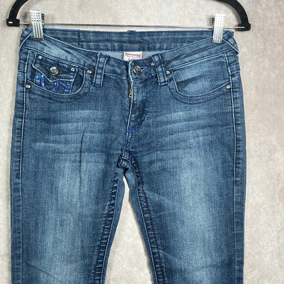 True Religion Skinny Jeans Womens Size 27 Blue Dark Wash Denim Low Rise‎ - Picture 2 of 10